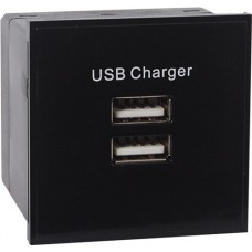 Black Twin USB Charging Euro Module Insert